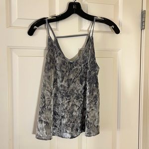 SILVER BLUE CRUSHED VELVET TANK. Small from Doublezero